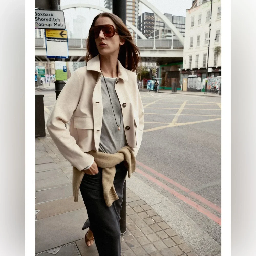 NWOT ZARA Faux Suede Cropped Jacket - Picture 4 of 13